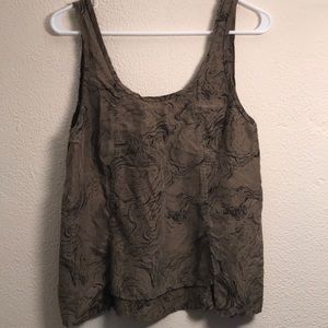 Green/gray tank top with black swirl detail